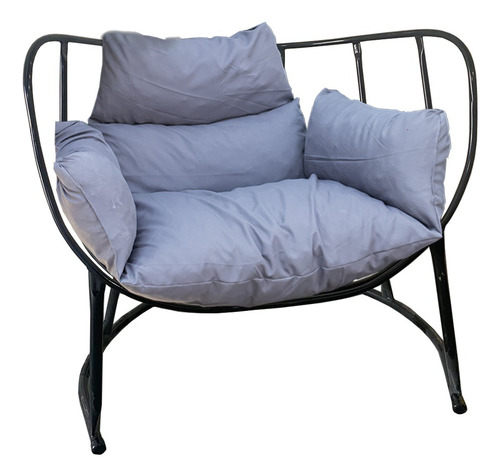 Combo 1 Sillon Cala Exteriores 1 Almohadon Con Brazo Negro Almohadón Gris