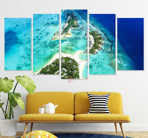 Políptico Isla Paradisiaca Cls26 Canvas Grueso 200x105