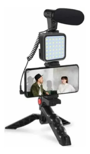 Micrófono Vlogging Trípode Y Luz Led Kit Completo Kit - 01lm