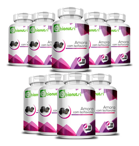 Kit 9x Amora Com Isoflavona Original - 120 Capsulas 500 Mg Sabor Sem Sabor