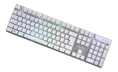Imagem 2 de 2 de Teclado OEX Prismatic TC205 QWERTY português Brasil cor branco com luz 6 cores