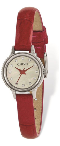 Reloj Chisel De Mujer De Cuero Rojo De Acero Inoxidable