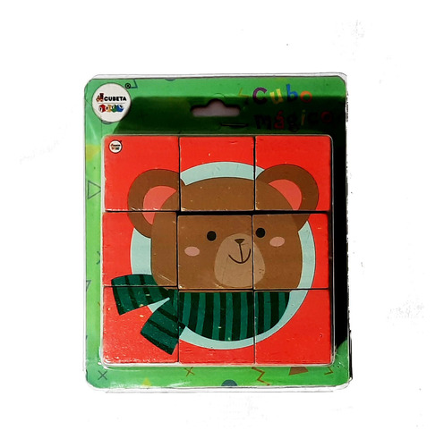 Rompecabeza Cubos Animal Madera Puzzle 9 Piezas Cubeta Toys