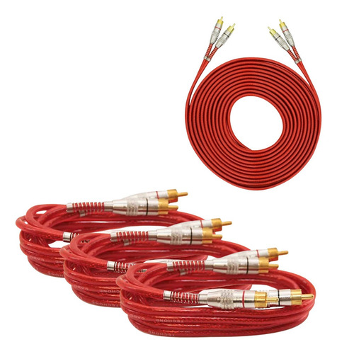 Kit Tech One Automotivo Com 03 Cabos 1m + 1 Cabo Rca 5m