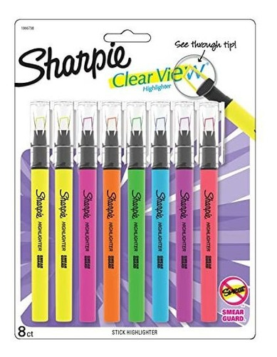 Lápiz Iluminador Sharpie Clear View, Surtido De 8 Unidades,