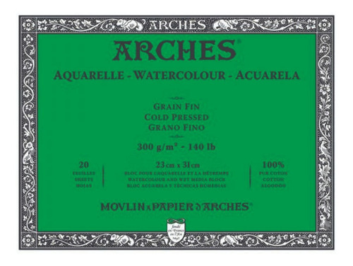 Block Arches Acuarela Grano Fino 100% Algodon 300g 23x31cm