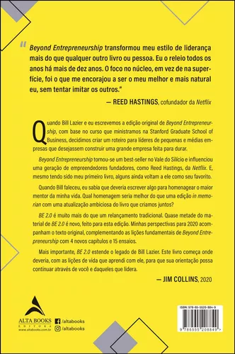 Be 2.0: Beyond Entrepreneurship – Criando Empresas feitas para durar, de  Collins, Jim. Starling Alta Editora E Consultoria Eireli, capa mole em  português, 2022