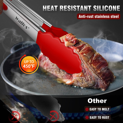 Pinzas Para Cocina Punta De Silicona Resistente Rojo 3 Pzas Rojo
