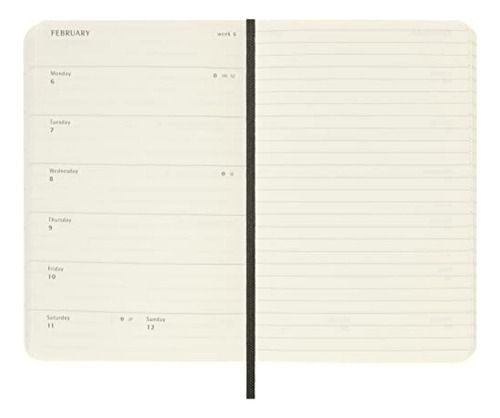Moleskine Agenda Semanal 2023, 18 M, Bolsillo, Negro,