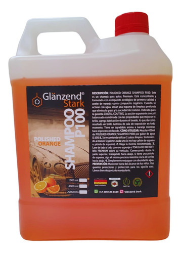 Shampoo Orgánico Neutro Autos Con Cerámico Glänzend Stark 4l