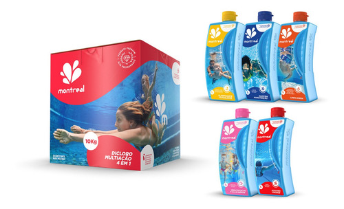 Imagem 1 de 6 de Kit Tratamento Piscina Cristalina Clarificante Algicída