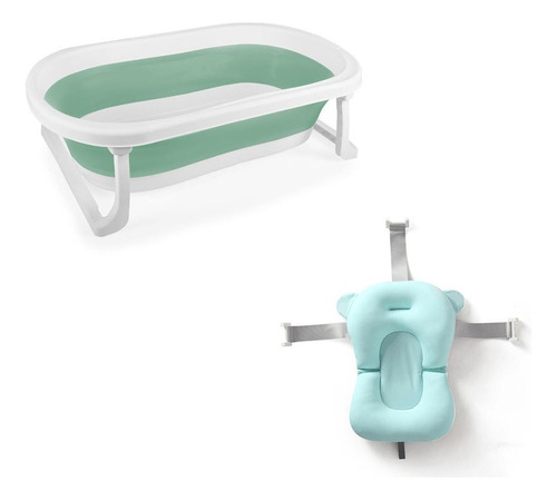 Bañito Plegable + Colchon Baby Splash Bebe Color Verde