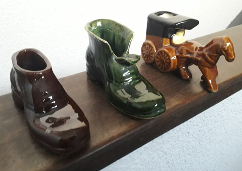 Figura Zapato Bota Carruaje Carreta Ceramica Enlozada C/u