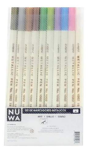 Marcadores Nuwa Metalizados 1mm X 10 Colores