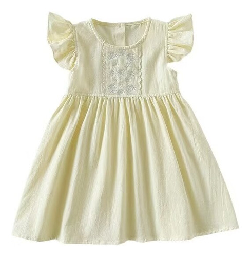 Vestido: Exquisito Bordado De Flores Infantiles De Verano