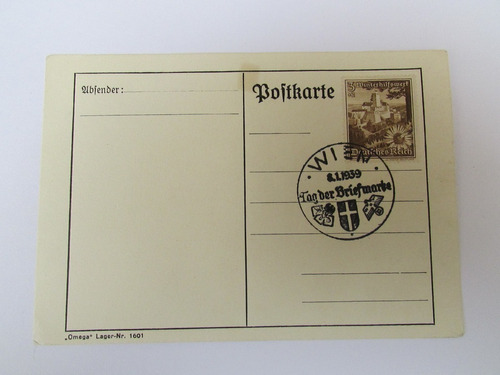 Ww2 Alemania Carta Con Timbre Dia Del Sello 1939 Vienna H2