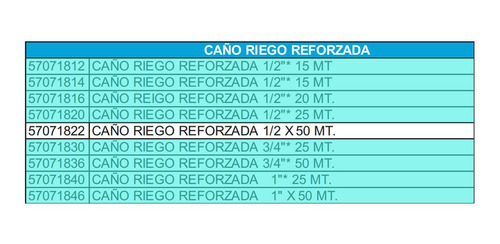 Manguera Riego Virgen Reforzada Tecnocom 1/2 Pulgada X 50mt