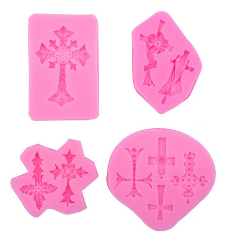 C 4pcs Molde De Silicona Bautismo Cruz Comunión Paloma
