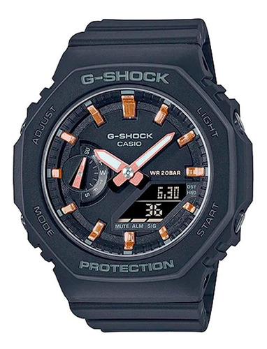 Reloj Casio G-shock Gma-s2100-1adr Mujer 100% Original Color de la correa Negro Color del bisel Negro Color del fondo Negro