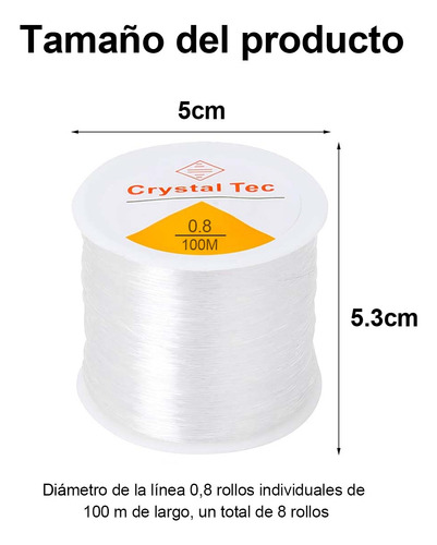 Hilo Elastico Para Pulsera 0.8 Mm Transparente 800 Mtrs