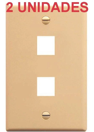 Faceplate Tapa Cajetin Icc 2 Puertos Coupler 4x2 Beige Rj45