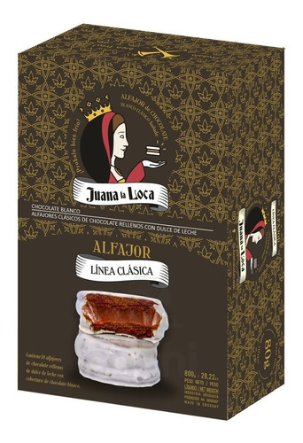 Imagen 1 de 9 de Alfajor Juana La Loca Chocolate Blanco Caja 10 Unidades 80gr