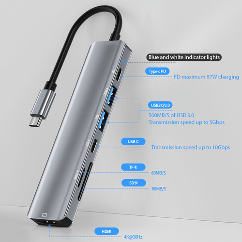 Estación De Acoplamiento Versátil Con Cabezal Tipo C Usb3.0+