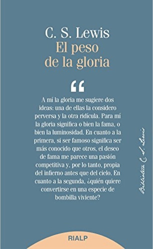 El Peso De La Gloria, C.s. Lewis, Rialp