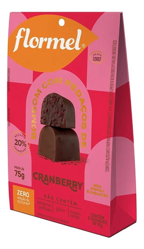 Bombom Recheado Zero Cranberry Flormel 75g