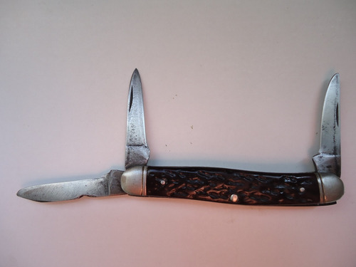 Imagem 2 de 10 de Canivete Antigo 8573 Boker U.s.a- 3 Lâminas Timbrado Coleção