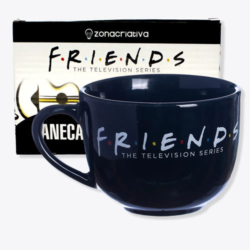 Caneca De Sopa Friends | Preta | Oficial Licenciada | 500 Ml