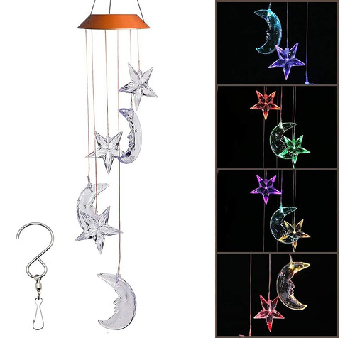 Stormshopping Led Solar Moon Y Star Wind Chime, Cambiando De