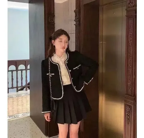 Chaqueta Corta Estilo Tweed Francés Para Mujer Elegant Socialite