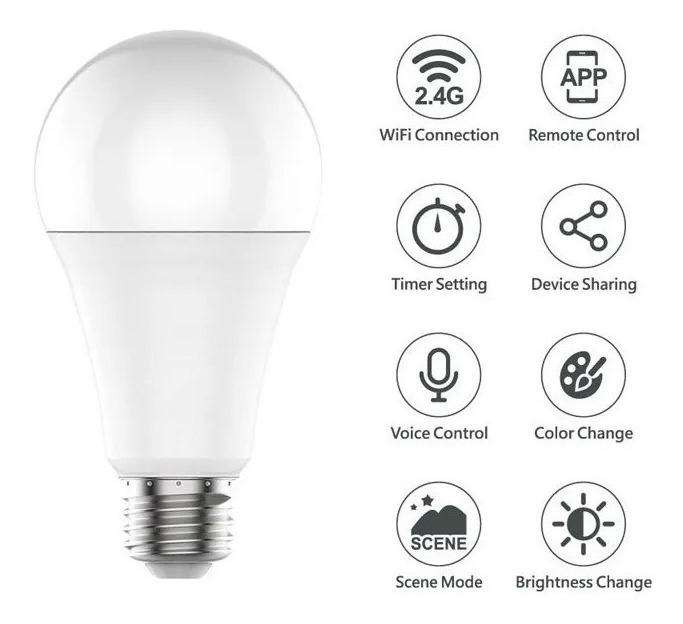 Lámpara Led Smart Life E27 10w Wifi Rgb Celular App Tuya