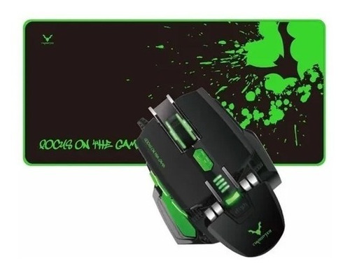 Mouse X6 Led Gaming Usb 3200dpi+mousepad-negro/verde 60x30cm