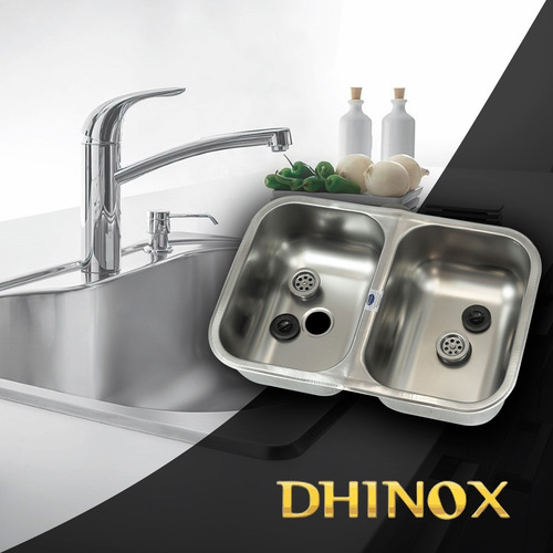 Imagen 6 de 10 de Pileta Bacha Acero Inoxidable 57x37cm Profunda Doble Dhinox
