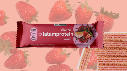 Wafer De Morango Proteína Coberto Com Chocolate Latam Fit