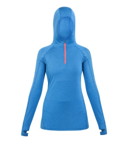 Polera Dry Fit Hw Spx C/ Gorro Manga Larga Mujer Electric Bl