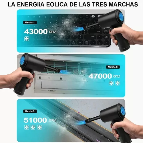 Plumero de aire inalámbrico recargable, 51000 RPM, soplador de