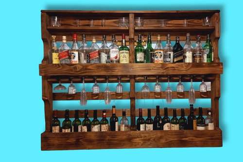 Bar Botellero En Madera Aéreo , Nogal.