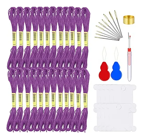 comprar Kit De Hilos De Bordar De 24 Madejas Hilo De Punto De C...
