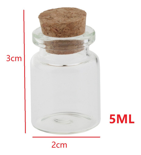 20 Tarros Para Botellas Pequeños Con Tapón De Corcho De 5 Ml