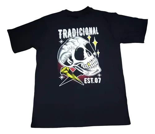 Remera Tradicional13 Calavera Clavos - Tattoo