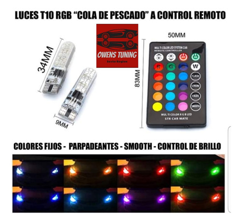 Luces Led T10 Colas De Pescado Rgb Com Control Remoto