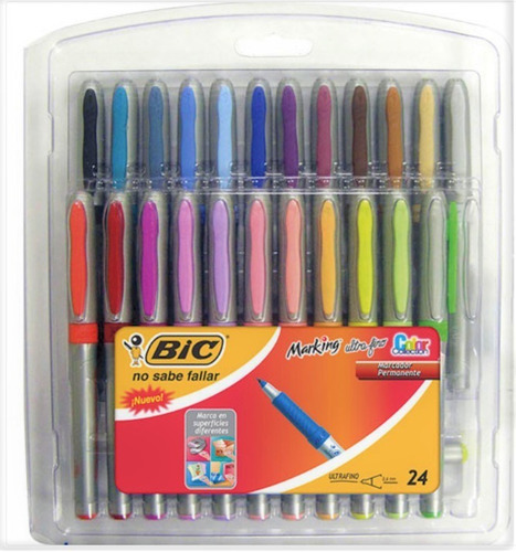 Marcador Bic Permanente Grip Marking Blister X24 Colores