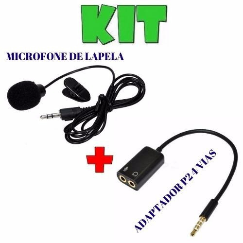 Kit Microfone De Lapela Stereo+adaptador Para Youtubers