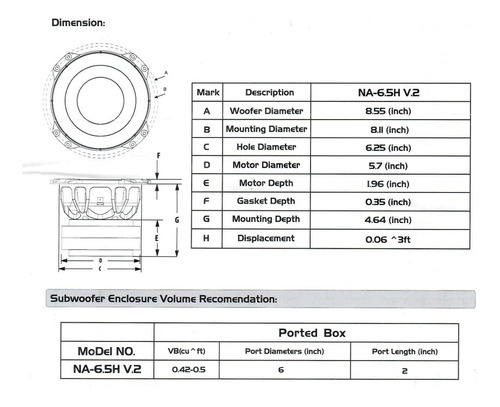 Subwoofer Nemesis Audio Na-6.5h V.2 6.5 500w Rms Negro (Reacondicionado)
