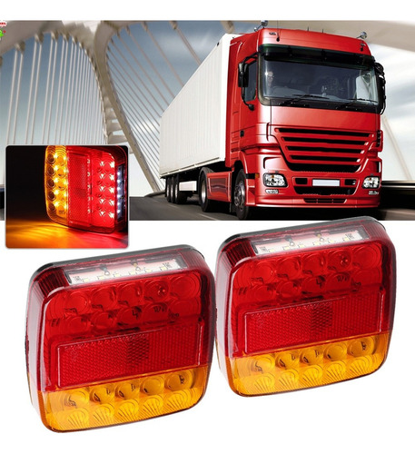 2pcs 12v 20led Doble Colores Luces Traseras Para Remolque