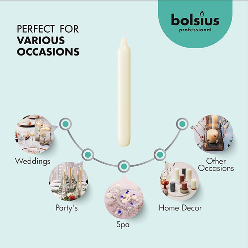 Bolsius, Velas Color Marfil Estrechas Para Fiestas, Bodas
