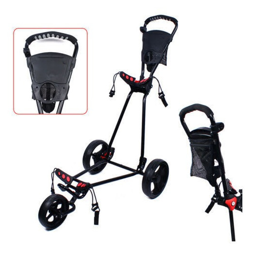 Foldable Golf Cart Push Pull Trolley 3 Wheel Golf Holder Lvv